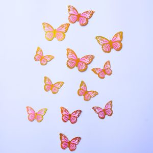 Mariposas Decorativas 3d Papel Pared Dorado Lila Troquel