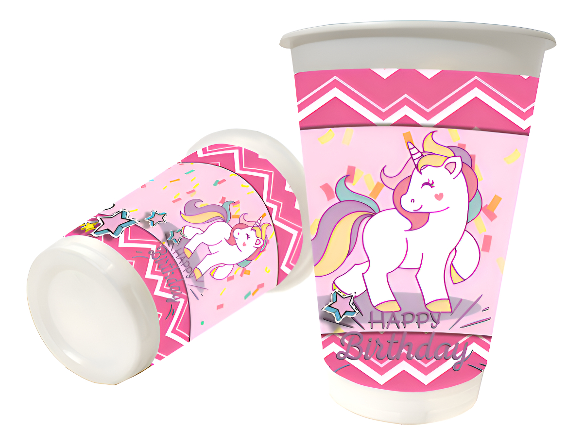 Vasos Fiesta Unicornio Decoracion Cumpleaños Rosado X12 Hoy