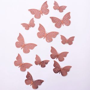 Mariposas Decorativas 3d Papel Pared Oro Rosa