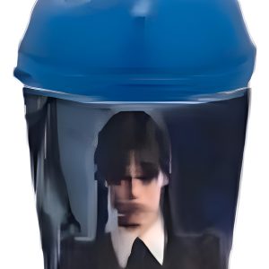 Vaso Pitillo Merlina Halloween Fiesta Azul Decoracion X6