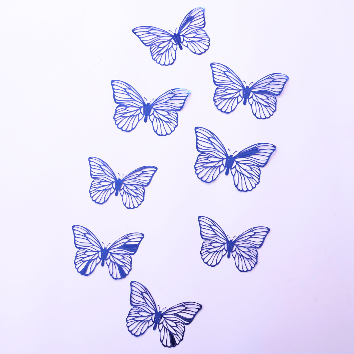 Mariposas Decorativas 3d Papel Pared Azul Troquel 12 Units