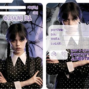 Tarjeta Invitación Merlina Decoración Fiesta Terror