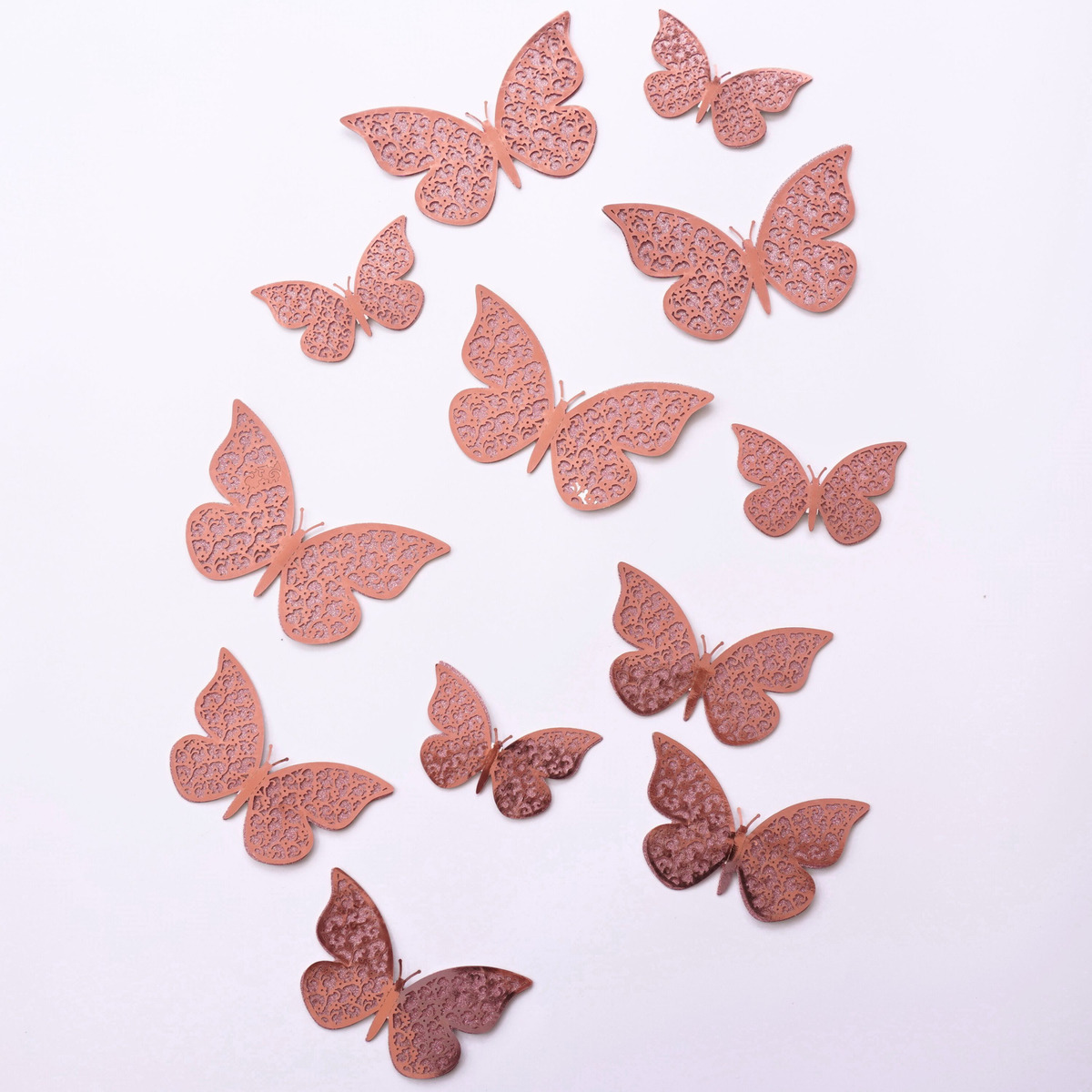 Mariposas Decorativas 3d Papel Pared Oro Rosa Troquel Barato