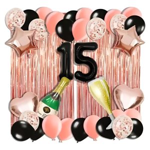 Kit Cumpleaños Fiesta Oro Rosa Brindis Oferta Original Promo