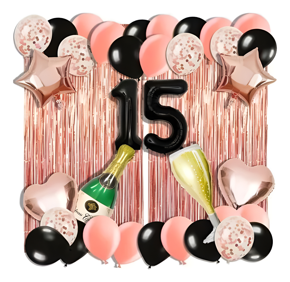 Kit Cumpleaños Fiesta Oro Rosa Brindis Oferta Original Promo