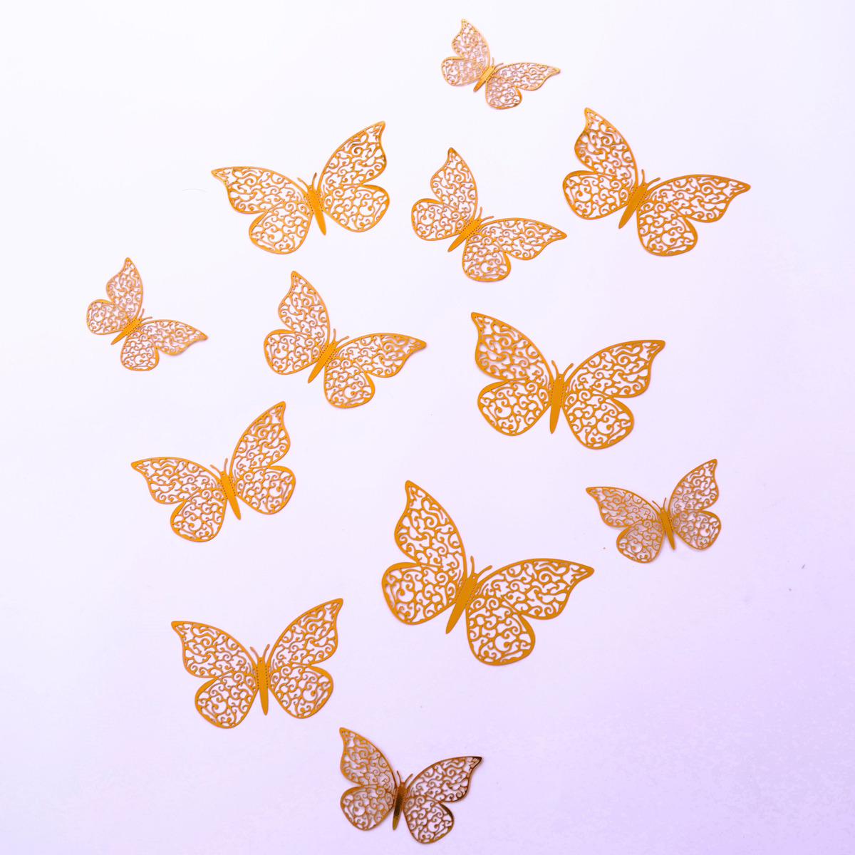 Mariposas Decorativas 3d Papel Pared Dorado 12 Unidades Top