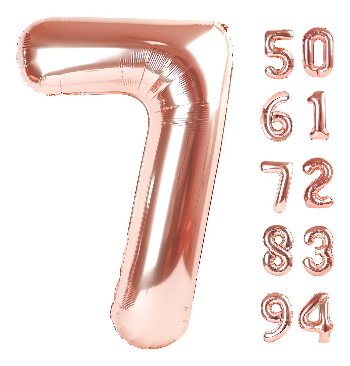 Globo Numero Oro Rosa 1 2 3 4 5 6 7 8 9 0 Altura 40cm Barato - Imagen 15