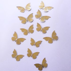 Mariposas Decorativas 3d Papel Pared Plateado Dorado