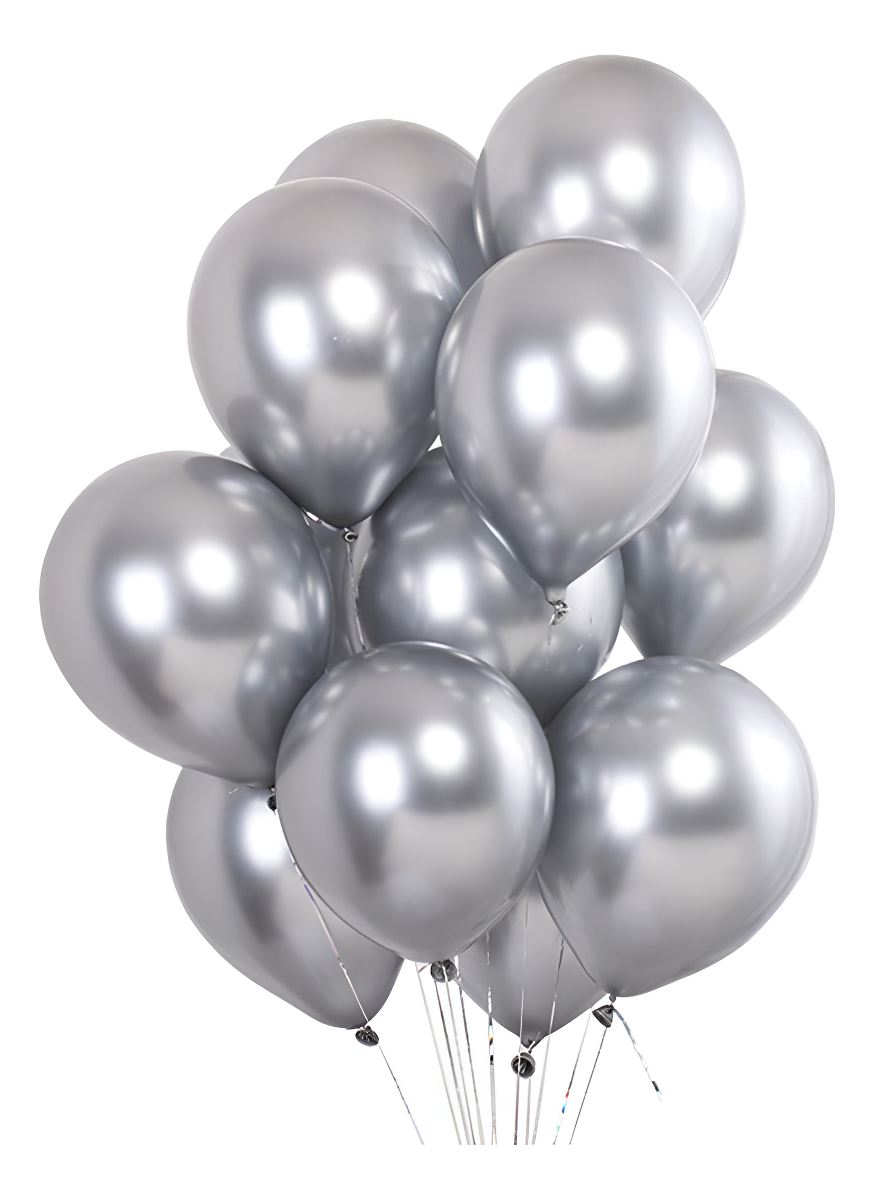 Globos Latex Cromado Reflex Plateado R12 30cm X12 Comprar
