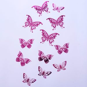 Mariposas Decorativas 3d Papel Pared Fucsia Troquel 12 Units