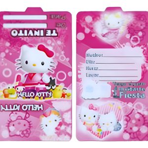 Tarjeta Invitacion Hello Kitty Rosado Cumpleaños Fiesta Ya