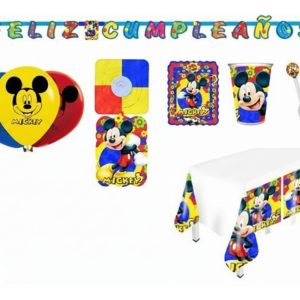 Kit Mickey Mouse Mantel Vasos Platos Guirnalda Fiesta Niño