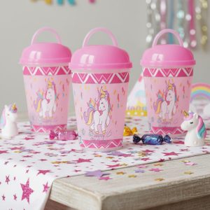 Vaso Pitillo Unicornio Fiesta Rosado Niña X 12 Units Promo