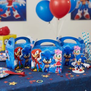 Caja Feliz Fiesta X12 Unidades Sonic Amigos Azul Ya