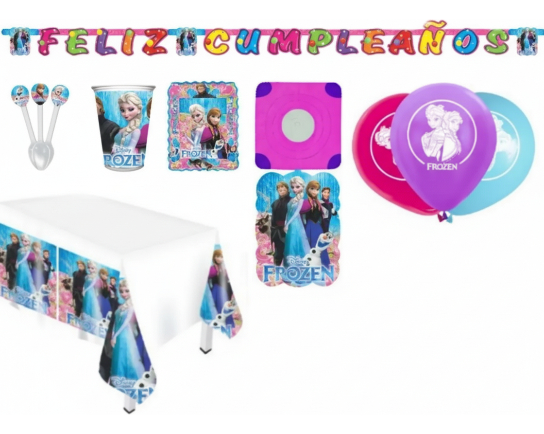 Frozen Kit Princesas Niña Mantel Globos Vasos Platos Fiesta