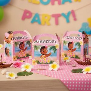 Cajita Fiesta Cumpleaños Moana Bebe Rosado X6 Comprar