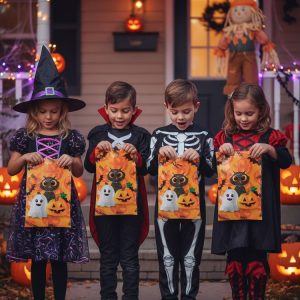 Bolsas De Halloween Regalo Estampado Fiesta Niños X100
