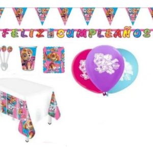 Kit Paw Patrol Patrulla Canina Skye Mantel Vaso Plato Globos