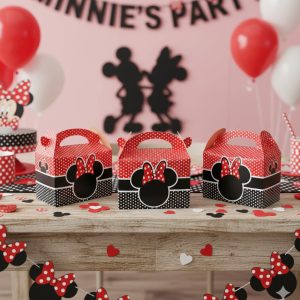 Caja Feliz Fiesta X12 Unidades Minnie Mouse Logo Ya