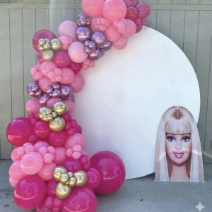 Arco De Globos Redondos Dorado Y Rosado Niña