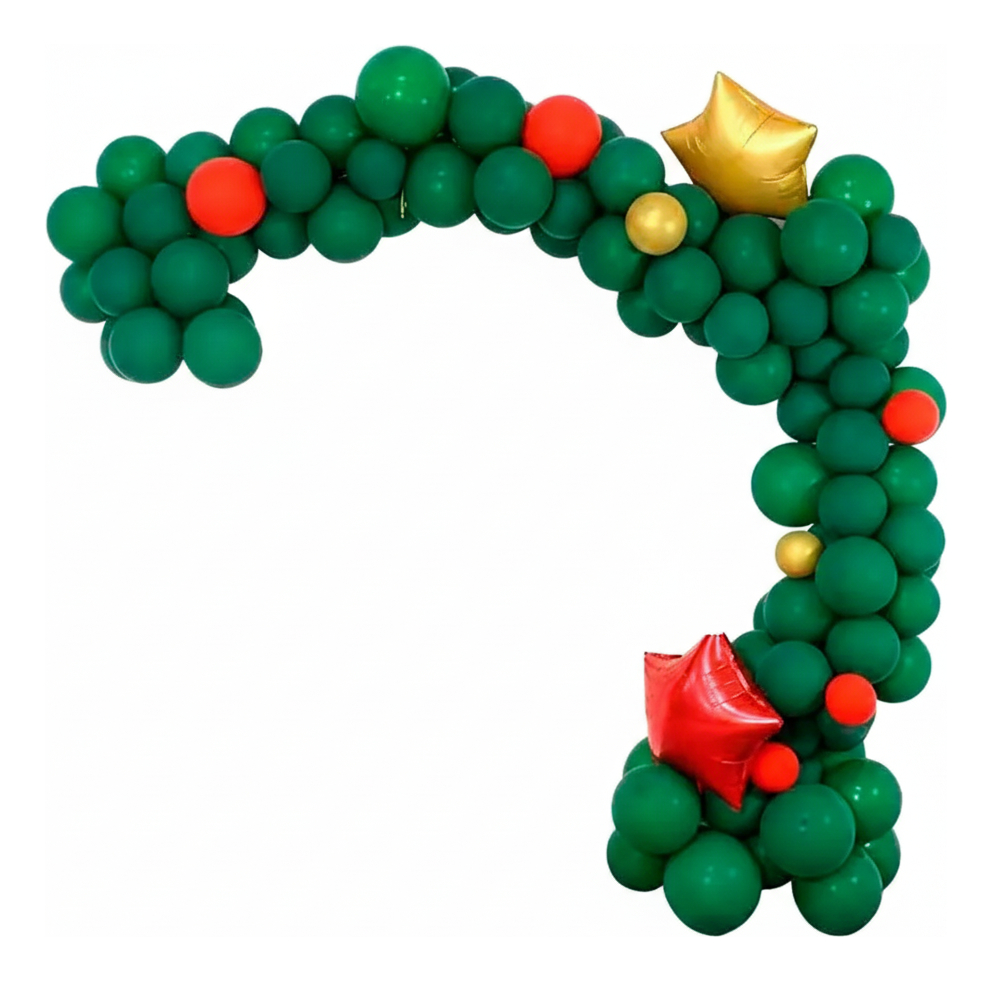 Arco Decoracion Globos Navidad Verde Rojo Estrella Dorada