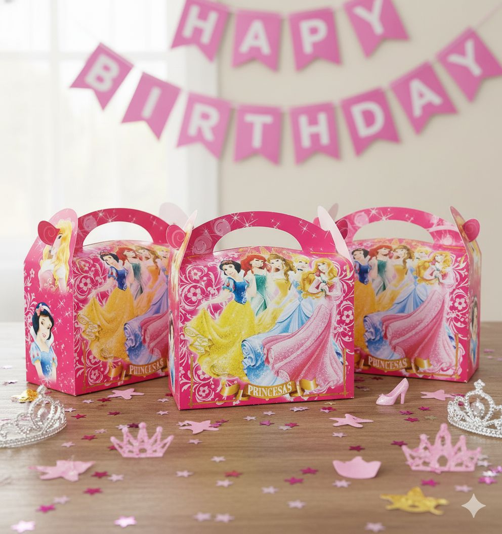 Caja Fiesta Regalo Princesas Rosado X6 Comprar Oferta