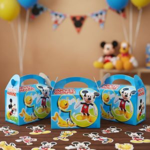 Caja Mickey Mouse Cumpleaños Azul Regalo Fiesta X6