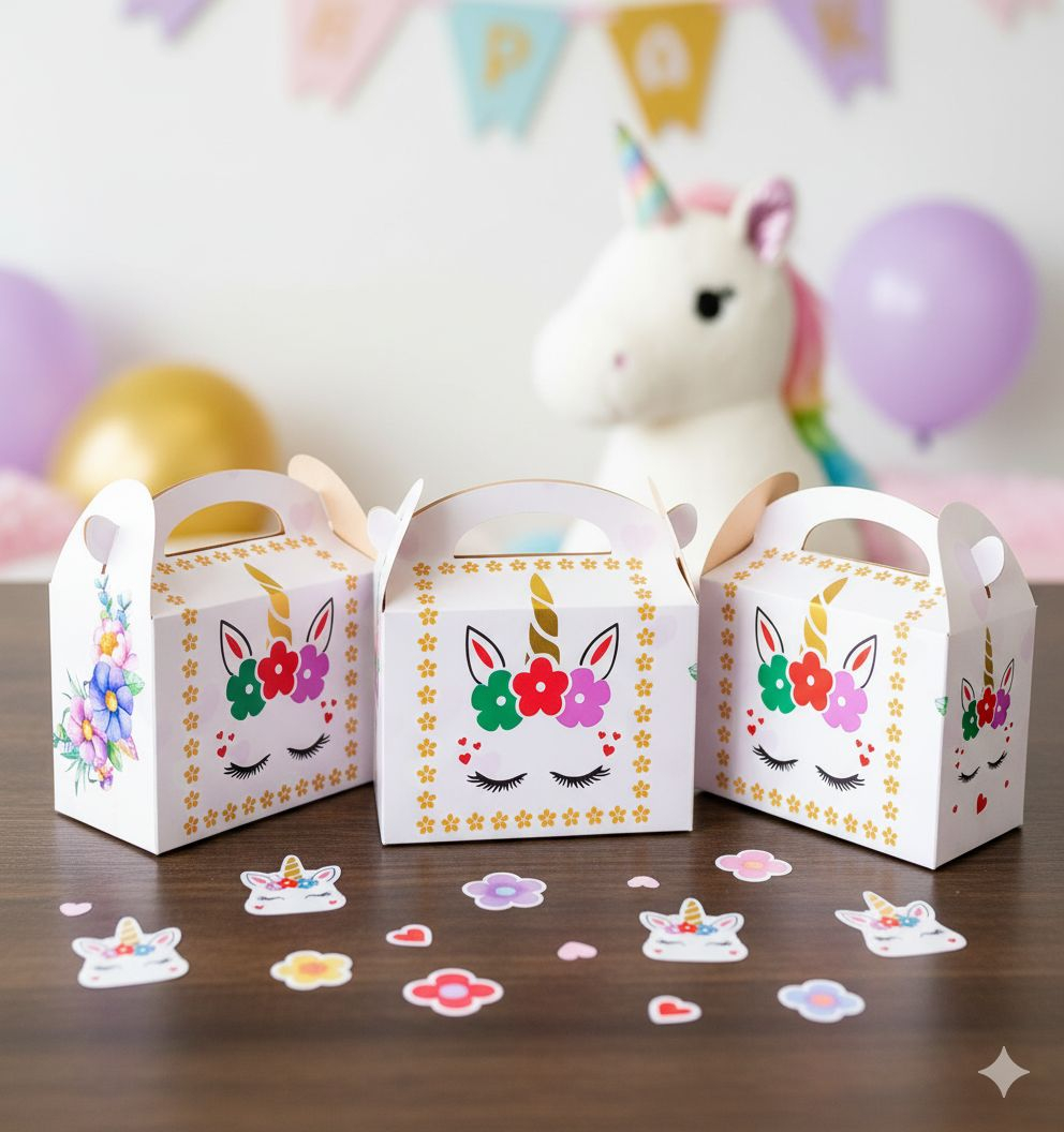 Caja Feliz Fiesta X6 Unidades Unicornio Cabeza Barato