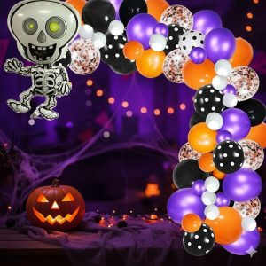 Decoracion Globos Halloween Murcielago Niños Negro Morado
