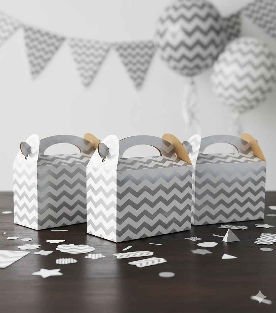 Caja Feliz Fiesta X12 Unidades Zigzag Plateado Promo
