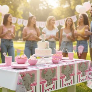 Mantel Fiesta Plastico Elefante Rosada Baby Shower Comprar