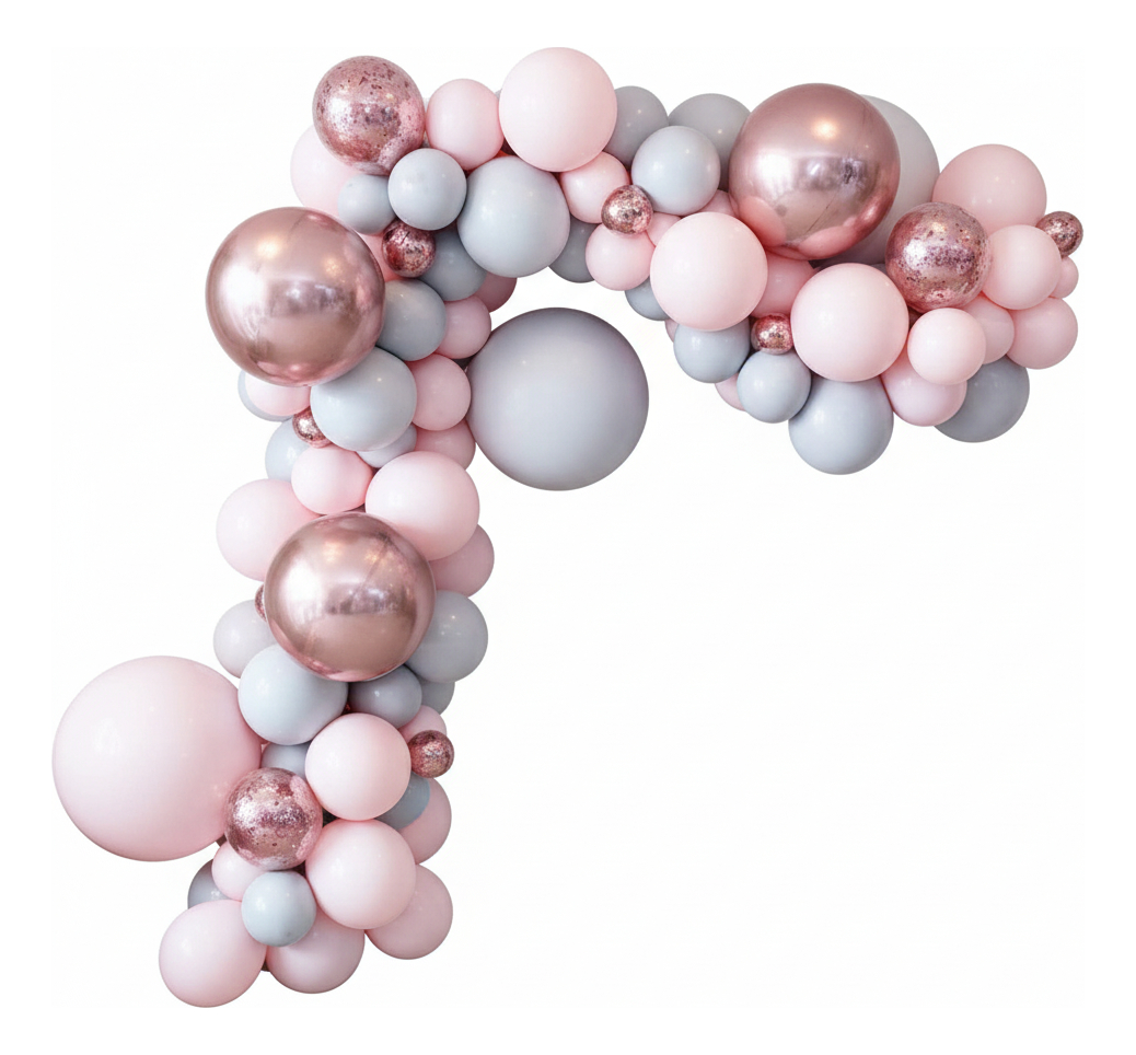 Globos Arco Tendencia Gris Rosado Cumpleaños Boda Oferta - Imagen 2