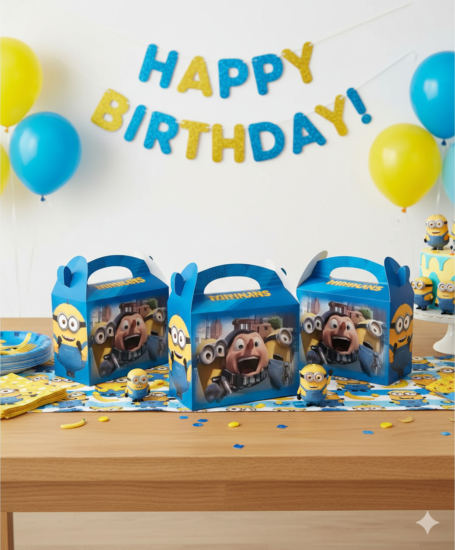 Caja Fiesta Minion Gru Mi Villano Azul X6 Promo Top