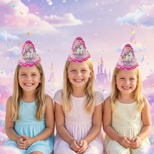 12 Sombreros Gorro Fiesta Unicornio Rosado Arcoiris Oferta