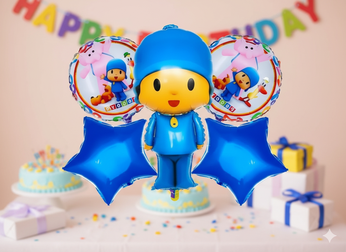 Bouquet Globos Pocoyo Niño Elefante Azul Promo Original Top