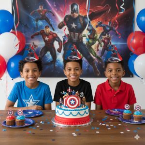Gorro Fiesta Capitan America Decoracion Cumpleaños Escudo